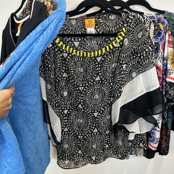 Lot Of 7 Ruby Rd. Plus 1X Blouse Tops Mixed Prints - Picture 6 of 12